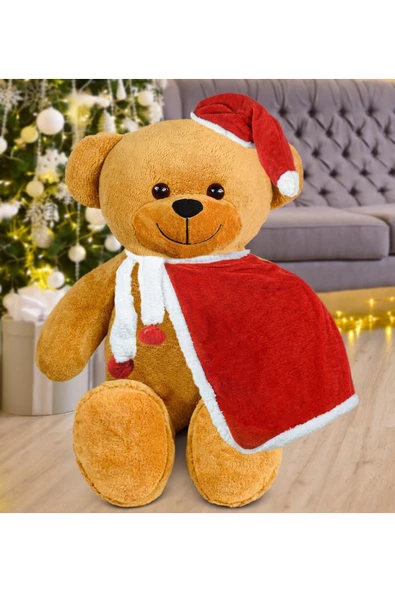 Harika Peluş Fabrikası 100 Cm Pelerinli Noel Baba Ayıcık Yeni Yıl , Yılbaşı Hediyesi ürün görseli 1
