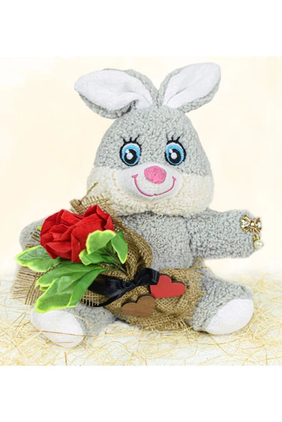 Özgüner Oyuncak Elinde Gül Tutan 25 Cm Sevimli Tavşan ürün görseli 1