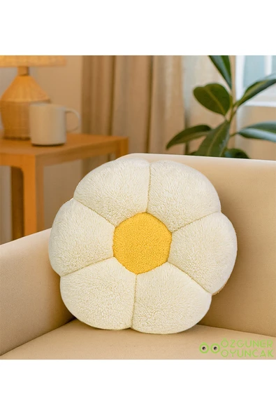 Ayıcı Oyuncak Dekoratif Papatya Şeklinde Peluş Yastık 40 cm – Yumuşak ve Konforlu Tasarım ürün görseli 1