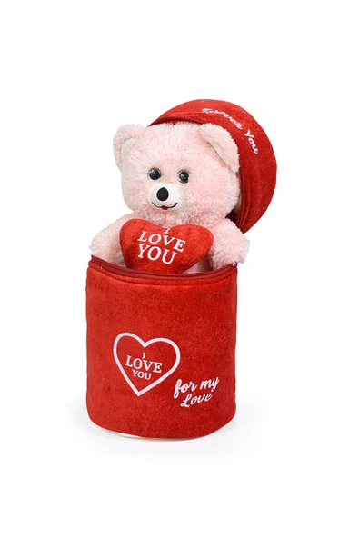 Özgüner Oyuncak 140 Özel Kalpli (I LOVE YOU) Yazılı Sevimli Peluş Ayıcık - Peluş Çanta Içerisinde Sevgiliye ürün görseli 1