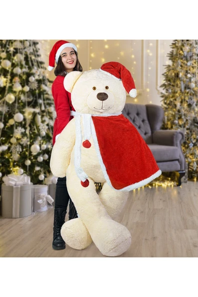 Özgüner Oyuncak 160 cm Noel Baba Pelerinli Ayıcık Yeni Yıl Yılbaşı Hediyesi ürün görseli 1