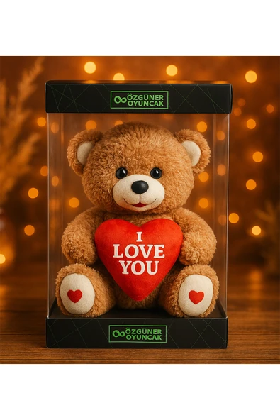 Ayıcı Oyuncak 200 Sevgiliye Özel Kalpli (I LOVE YOU) Yazılı Sevimli Peluş Ayıcık - Premium Kutu Içerisinde ürün görseli 1