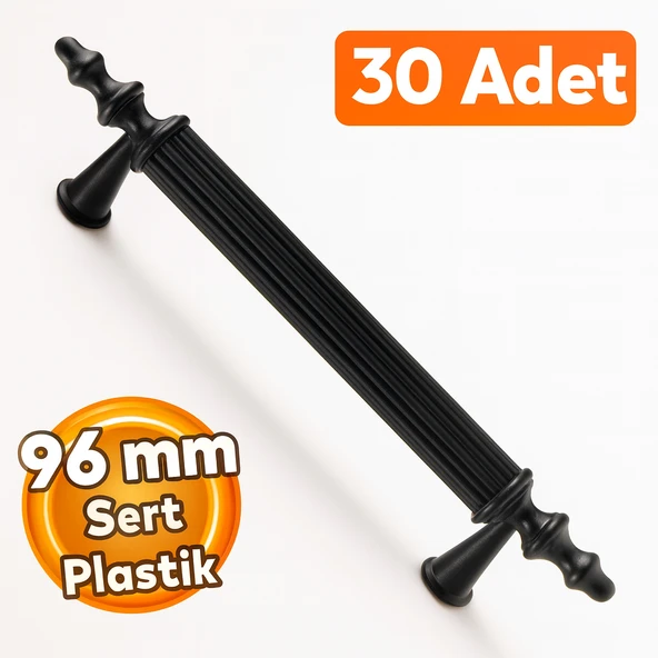(SERT PLASTİK) 30 Adet Polavit 96 Mm Siyah Mobilya Mutfak Çekmece Dolap Dolabı Kulpu Kulbu Kulpları ürün görseli 1