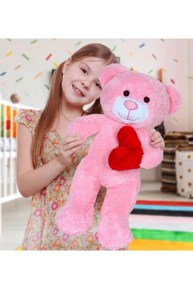 Harika Peluş Fabrikası 50 Cm Kalpli Peluş Sevimli Ayıcık ürün görseli 1