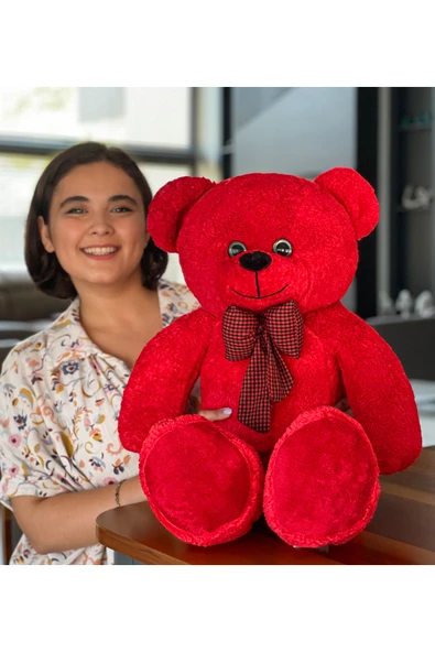 Pababo 90 cm Rengarenk Papyonlu Ayıcık (%100 YERLİ) ürün görseli 1