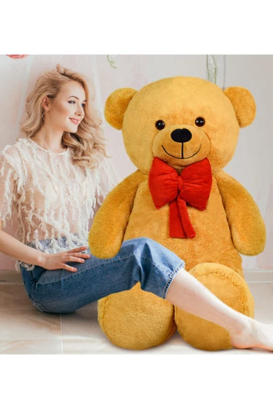 Harika Peluş Fabrikası 140 cm Kırmızı Papyonlu Ayıcık ürün görseli 1