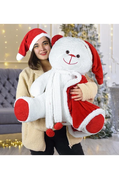 Harika Peluş Fabrikası 80 Cm Noel Baba Pelerinli Ayıcık Yeni Yıl ,yılbaşı Hediyesi ürün görseli 1