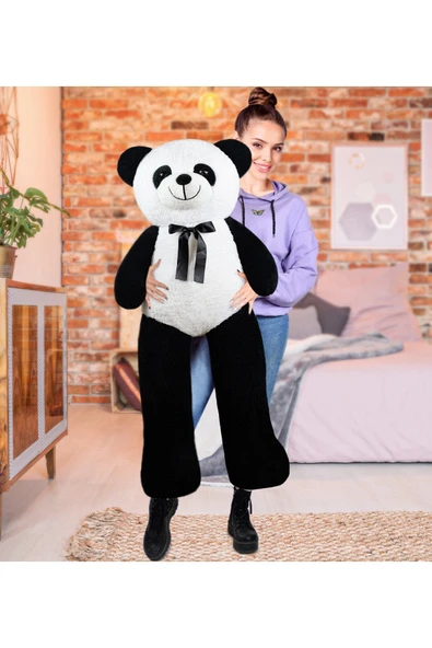 Harika Peluş Fabrikası 140 Cm Papyonlu Panda (%100 Yerli ürün görseli 1