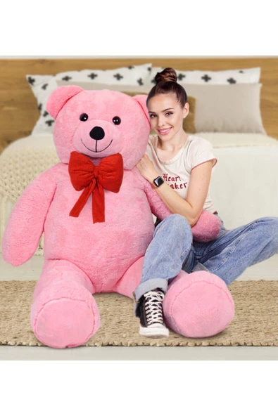 Harika Peluş Fabrikası 140 cm Kırmızı Papyonlu Ayıcık ürün görseli 1