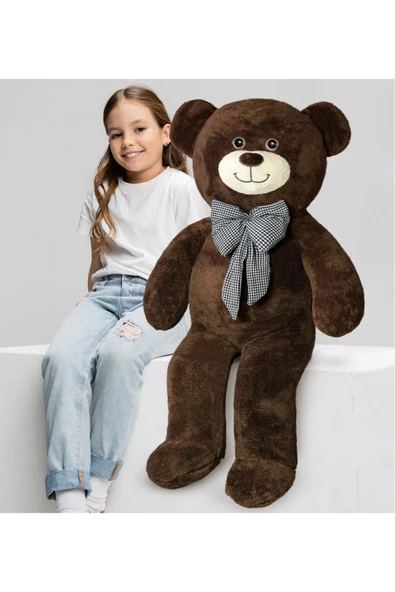 Harika Peluş Fabrikası 90 cm Rengarenk Papyonlu Ayıcık (%100 YERLİ) ürün görseli 1