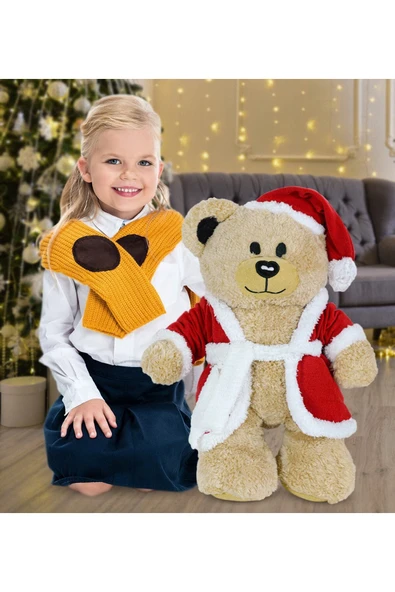 Harika Peluş Fabrikası 60 Cm Şapkalı Noel Ayıcık Yeni Yıl ,yılbaşı Hediyesi ürün görseli 1