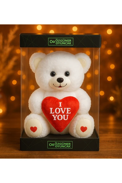 Pababo 200 Sevgiliye Özel Kalpli (I LOVE YOU) Yazılı Sevimli Peluş Ayıcık - Premium Kutu Içerisinde ürün görseli 1