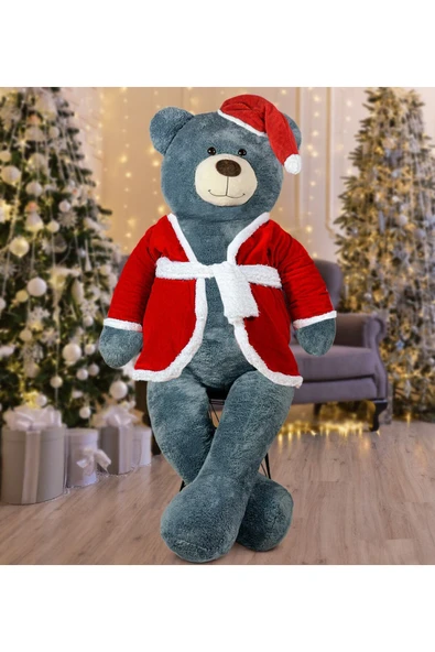 Özgüner Oyuncak 200 Cm Noel Baba Şapkalı Ayıcık Yeni Yıl ,yılbaşı Hediyesi ürün görseli 1