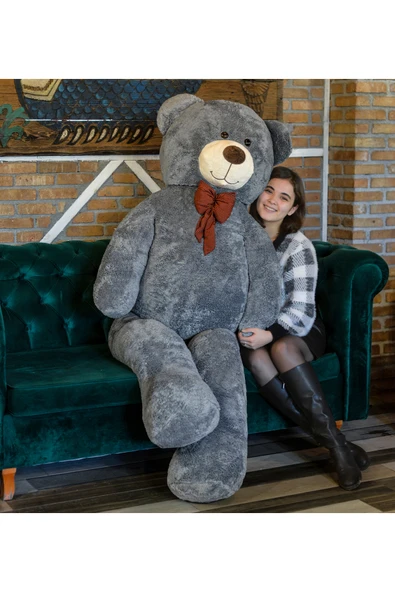 Harika Peluş Fabrikası 200 CM Papyonlu Büyük Ayıcık (%100 YERLİ) ürün görseli 1