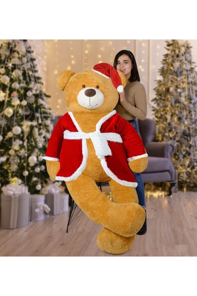 Pababo 200 Cm Noel Baba Şapkalı Ayıcık Yeni Yıl ,yılbaşı Hediyesi ürün görseli 1