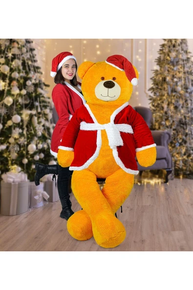 Özgüner Oyuncak 200 Cm Noel Baba Şapkalı Ayıcık Yeni Yıl ,yılbaşı Hediyesi ürün görseli 1