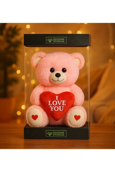 Harika Peluş Fabrikası 200 Sevgiliye Özel Kalpli (I LOVE YOU) Yazılı Sevimli Peluş Ayıcık - Premium Kutu Içerisinde ürün görseli 1