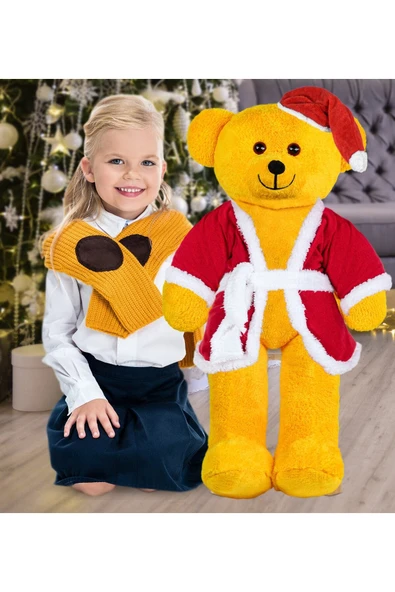 Pababo 80 cm Noel Baba Şapkalı Ayıcık Yılbaşı Hediyesi ürün görseli 1