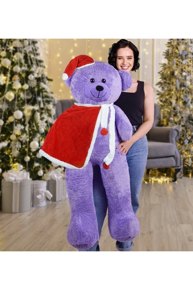 Harika Peluş Fabrikası 130 Cm Noel Baba Pelerinli Bobo Ayıcık Yeni Yıl ,yılbaşı Hediyesi ürün görseli 1