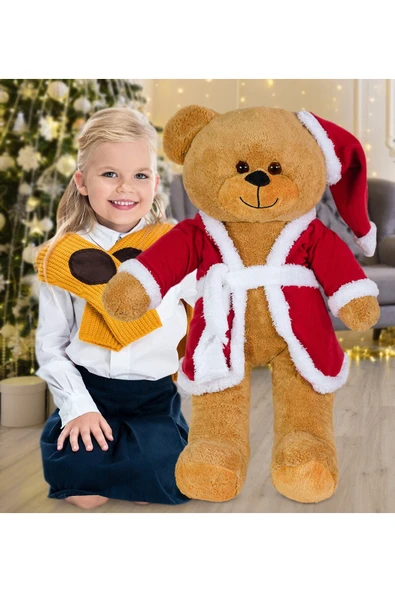 Özgüner Oyuncak 80 Cm Noel Baba Şapkalı Ayıcık Yeni Yıl ,yılbaşı Hediyesi ürün görseli 1
