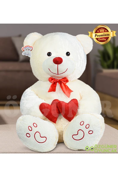 Harika Peluş Fabrikası Sevgi Dolu 130 cm Peluş Ayı – Çift Kalp ile Aşkınızı İfade Edin ürün görseli 1
