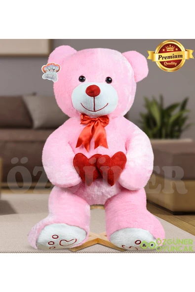 Pababo Sevgi Dolu 130 cm Peluş Ayı – Çift Kalp ile Aşkınızı İfade Edin ürün görseli 1