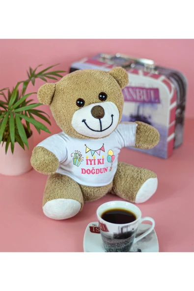 Harika Peluş Fabrikası Oyuncak Ayıcı 25 Cm Iyi Ki Doğdun Çiçek Ayı ürün görseli 1