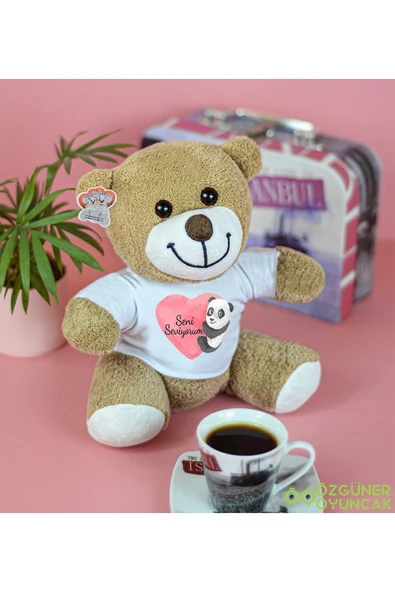 Pababo Oyuncak Ayıcı 25 Cm Happy Birthday Yazılı Çiçek Ayı ürün görseli 1