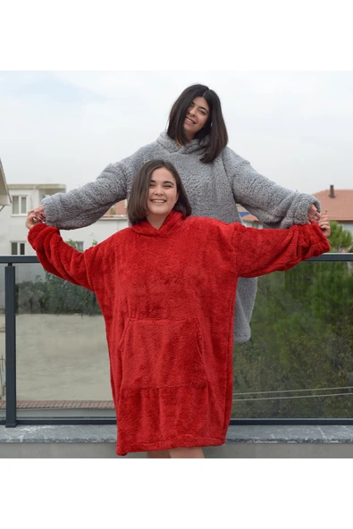 Pababo Pabtex Welsoft Peluş Polar Giyilebilir Battaniye Pijama KIRMIZI ürün görseli 1