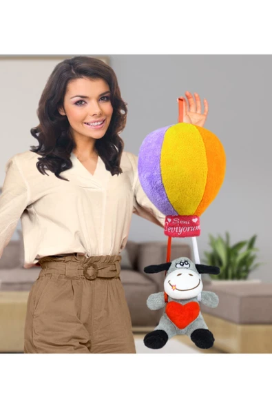 Harika Peluş Fabrikası Oyuncak Ayıcı Rengarenk Uçan Balonlu Eşek (%100) Yerli ürün görseli 1
