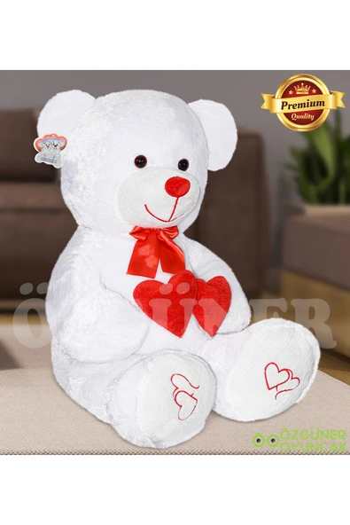 Harika Peluş Fabrikası Sevgi Dolu 130 cm Peluş Ayı – Çift Kalp ile Aşkınızı İfade Edin ürün görseli 1