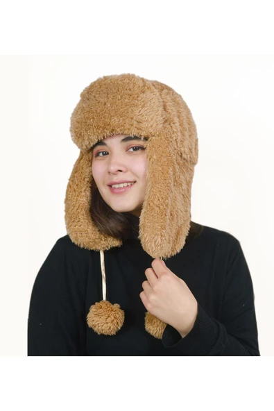 Harika Peluş Fabrikası Kadın Kürklü Kulaklıklı Peluş Şapka,bere ürün görseli 1