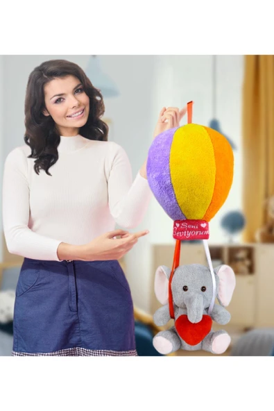 Harika Peluş Fabrikası Oyuncak Ayıcı Rengarenk Uçan Balonlu Eşek (%100) Yerli ürün görseli 1