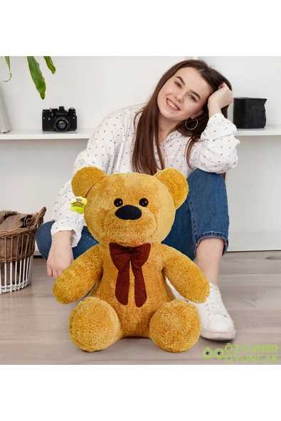 Harika Peluş Fabrikası Oturan Peluş Ayıcık Papyonlu – Yumuşak ve Sevimli Hediyelik Ayı ürün görseli 1