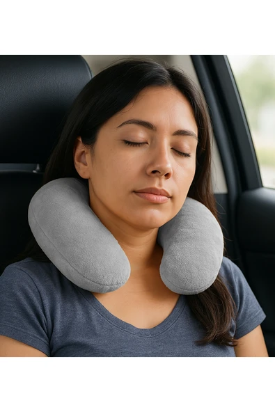 Pababo Pabtex Peluş U Tipi Boyun Yastığı Yumuşak ve Ergonomik Seyahat Konforu ürün görseli 1