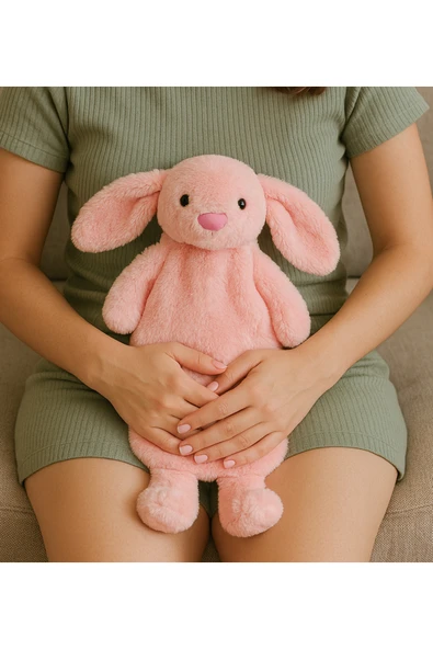 Harika Peluş Fabrikası Pabtex Peluş Oyuncak Görünümlü Su Torbası Kılıfı – Pembe Tavşan Model, Isıyı Koruyan Kumaş ürün görseli 1