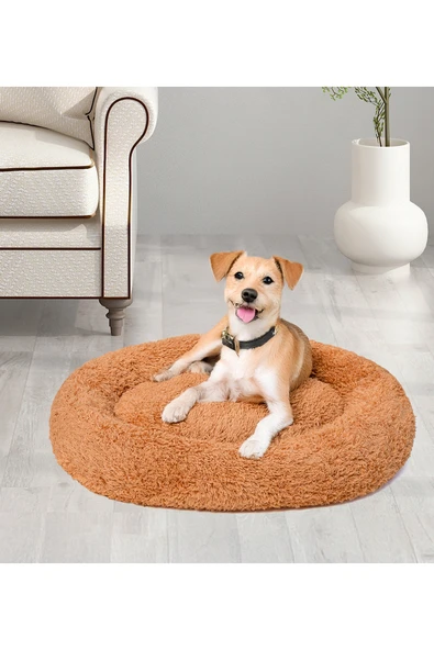 Özgüner Oyuncak Pabtex Yuvarlak Kedi- Köpek Evcil Hayvan Yatağı Hardal S beden ürün görseli 1