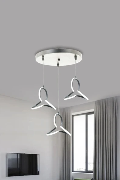 Yonca 3'lü Modern Sarkıt 1 Yıl Garantili Led Avize - Resim 3