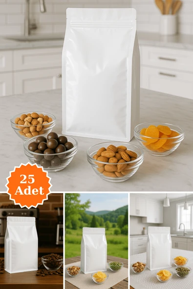Flat Bottom Kilitli Doypack Kahve Kuruyemiş Bakliyat Kedi Kumu Yem Saklama Torbası 33x17 cm 25 Adet ürün görseli 1
