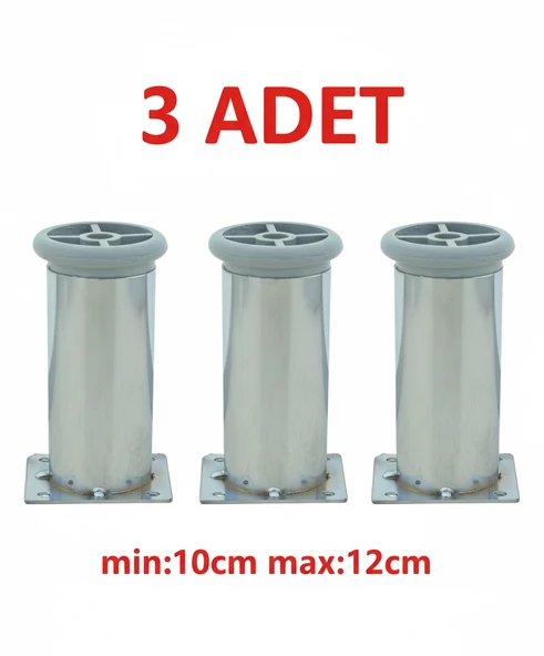 LUDIA Metal Ayarlanabilir 3 Adet Mobilya Ayağı Metal Tablalı 10cm ürün görseli 1