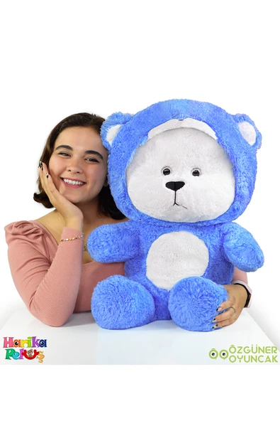 Harika Peluş Fabrikası Uykumcuk Gold Kapşonlu Peluş Ayı Sevgiliye Özel 90 Cm (%100 YERLİ) ürün görseli 1