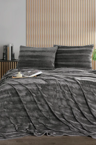 ZEBRACASA Cozy Çift Kişilik Antrasit Battaniye Takımı ürün görseli 1