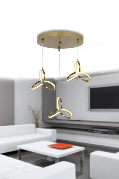 Yonca 3'lü Modern Sarkıt 1 Yıl Garantili Led Avize - Resim 2