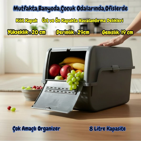 Technow Motek MT-40 S-Box 8 Litre Çok Amaçlı Organizer Düzenleyici Antrasit  1 Adet ürün görseli 1