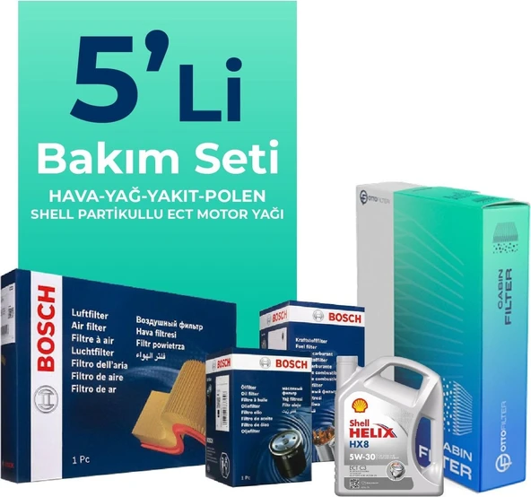 BOSCH Skoda Octavia 1.6 Dizel Filtre Bakım Seti Shell Motor Yağlı (2013-2019) 5 Li ürün görseli 1