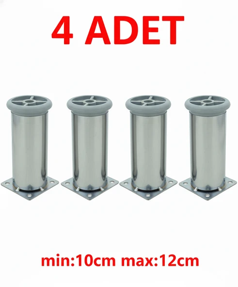 LUDIA Metal Ayarlanabilir 4 Adet Mobilya Ayağı Metal Tablalı 10cm ürün görseli 1