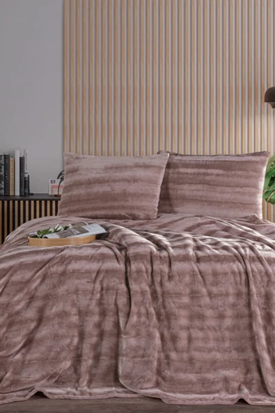 ZEBRACASA Cozy Tek Kişilik Pudra Battaniye Takımı ürün görseli 1