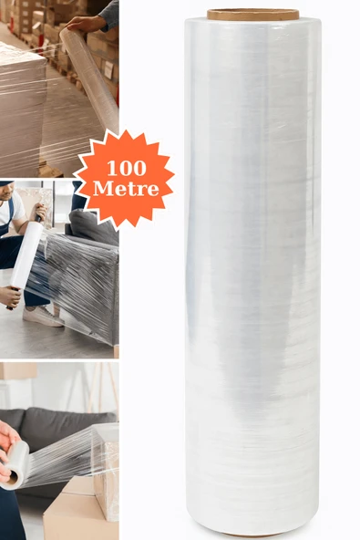 El Tipi Mobilya Eşya Koli Palet Paket Taşıma Taşınma Sarma Koruma Streç Film 50 cm x 100 m 17 Mikron ürün görseli 1