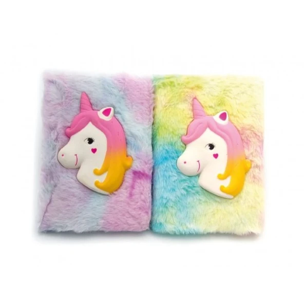 Kabartmalı Unicorn Tasarımlı Peluş Hatıra Defteri ürün görseli 1