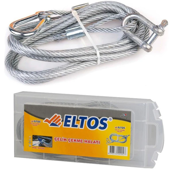 Eltos Ch200 Oto Çekme Halatı Çelik İzoleli Çeki Halatı 3.5 m ürün görseli 1